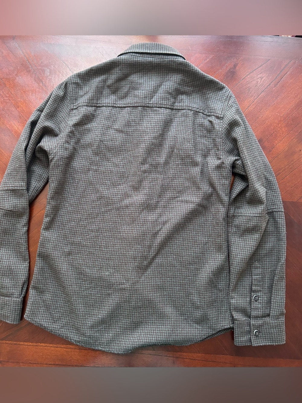 Men's Long-Sleeve Shirt Jacket in Olive 50% wool 25% rayon size s - Picture 9 of 9